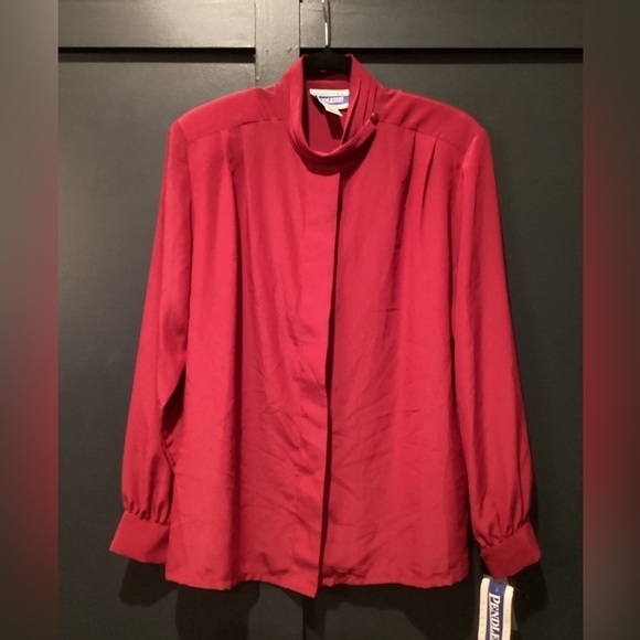 Pendleton classic chiffon style pleated maroonlong sleeve button down blouse 14 - Picture 15 of 16